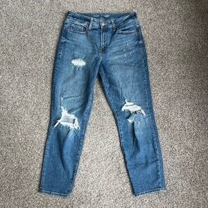 Old Navy High Rise OG Straight Distressed Medium Wash Jeans, Size 6